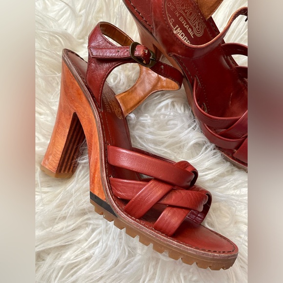 70’s Brazilian Platform Heels/ Braided Leather/Footworks Brasil/ Fits Size 6.5-7 - Picture 10 of 16